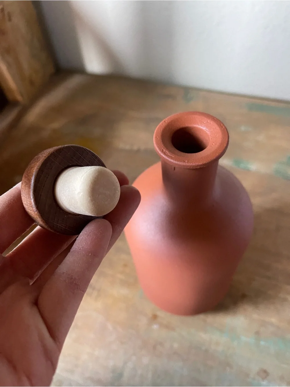 Terracotta jug bottle Vase with stopper decor boho